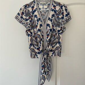 Floral Print Tie-Front Blouse & Skirt Set